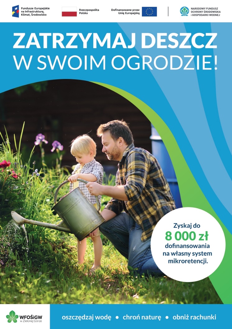 Zatrzymaj deszcz w&nbsp;swoim ogrodzie plakat