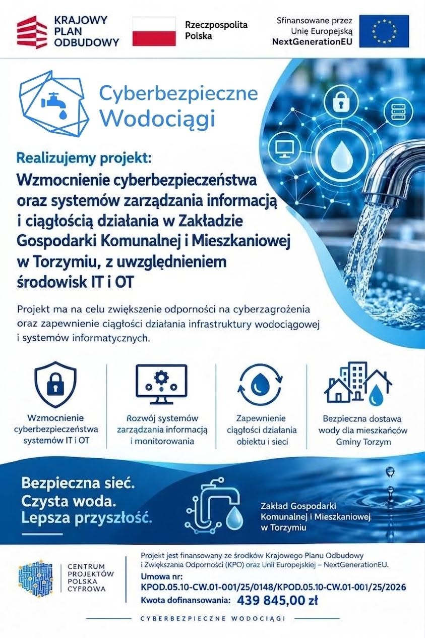 Projekt realizowany przez ZDKiM - cyberbezpieczny wodociąg