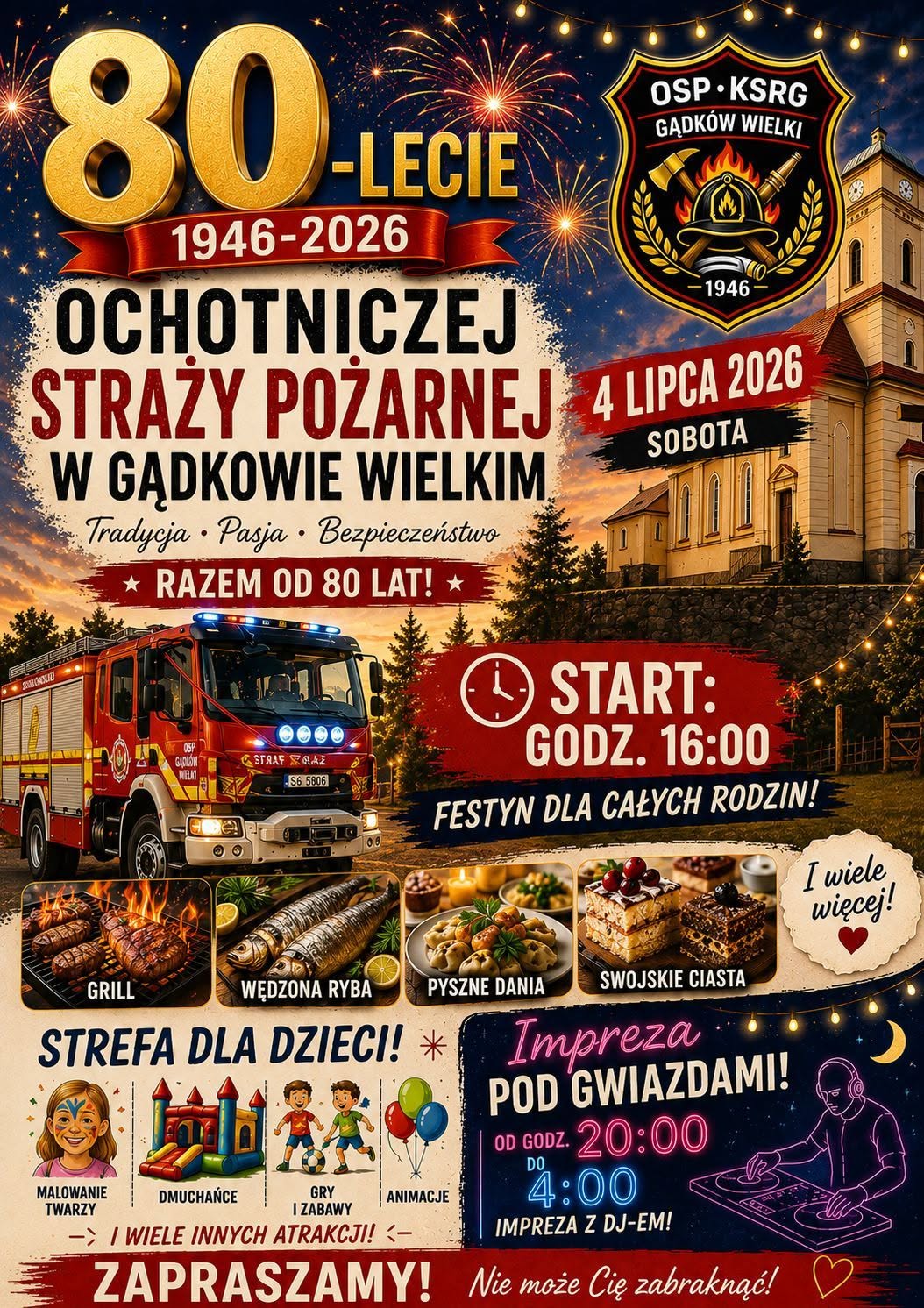 80-lecie OSP w&nbsp;Gądkowie Wielkim - 4 lipca 2026