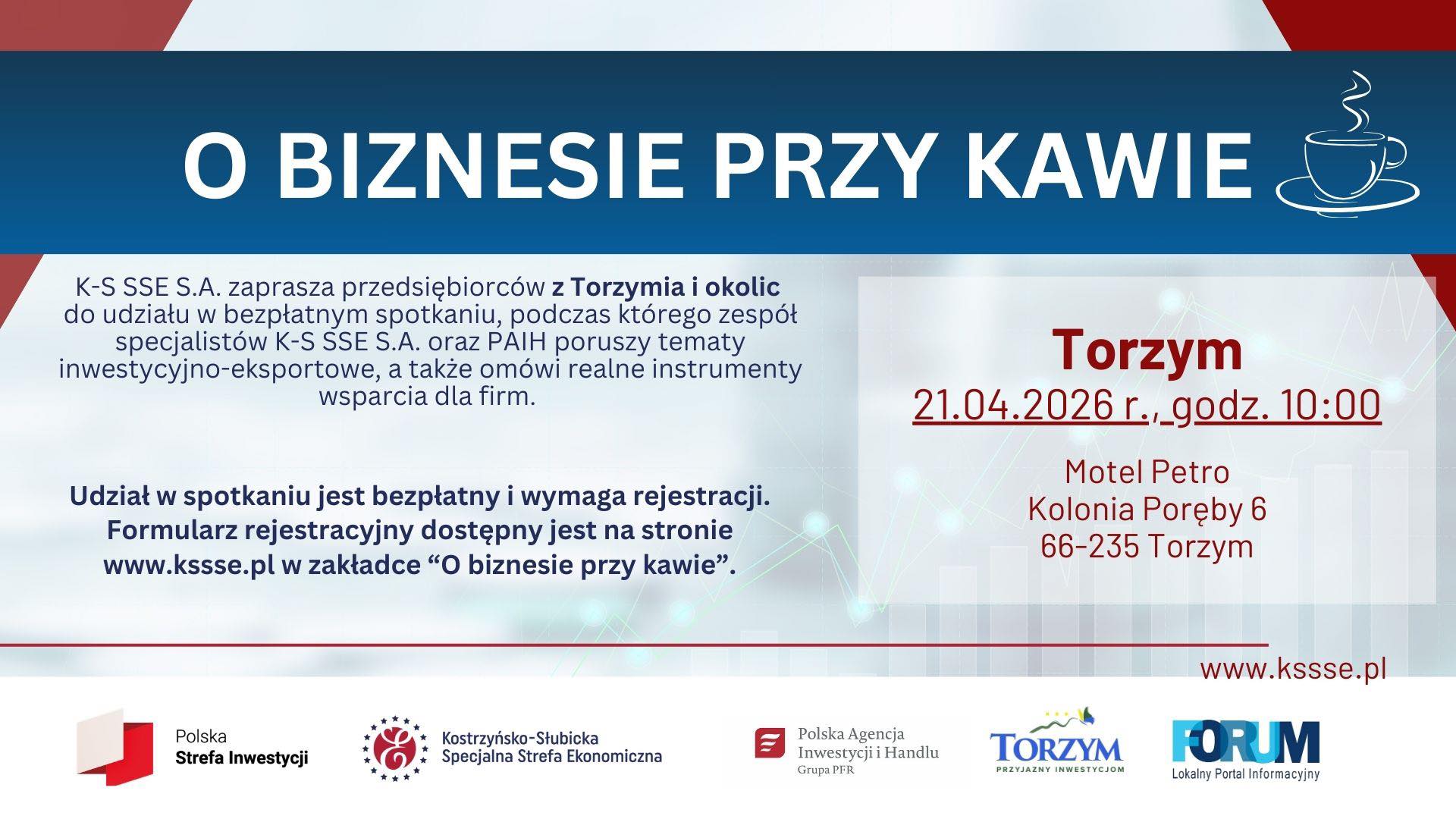O biznesie przy kawie - plakat informacyjny