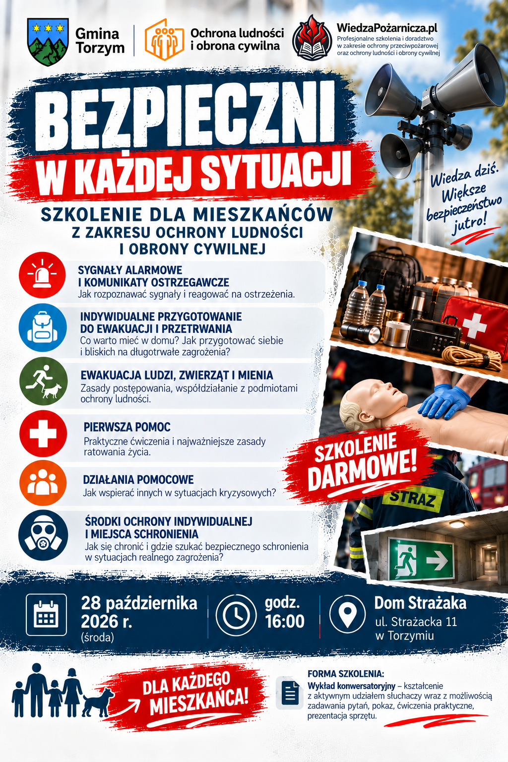 Szkolenie obrony cywilnej Bezpieczni w&nbsp;Każdej Sytuacji 28 października w&nbsp;Torzymiu