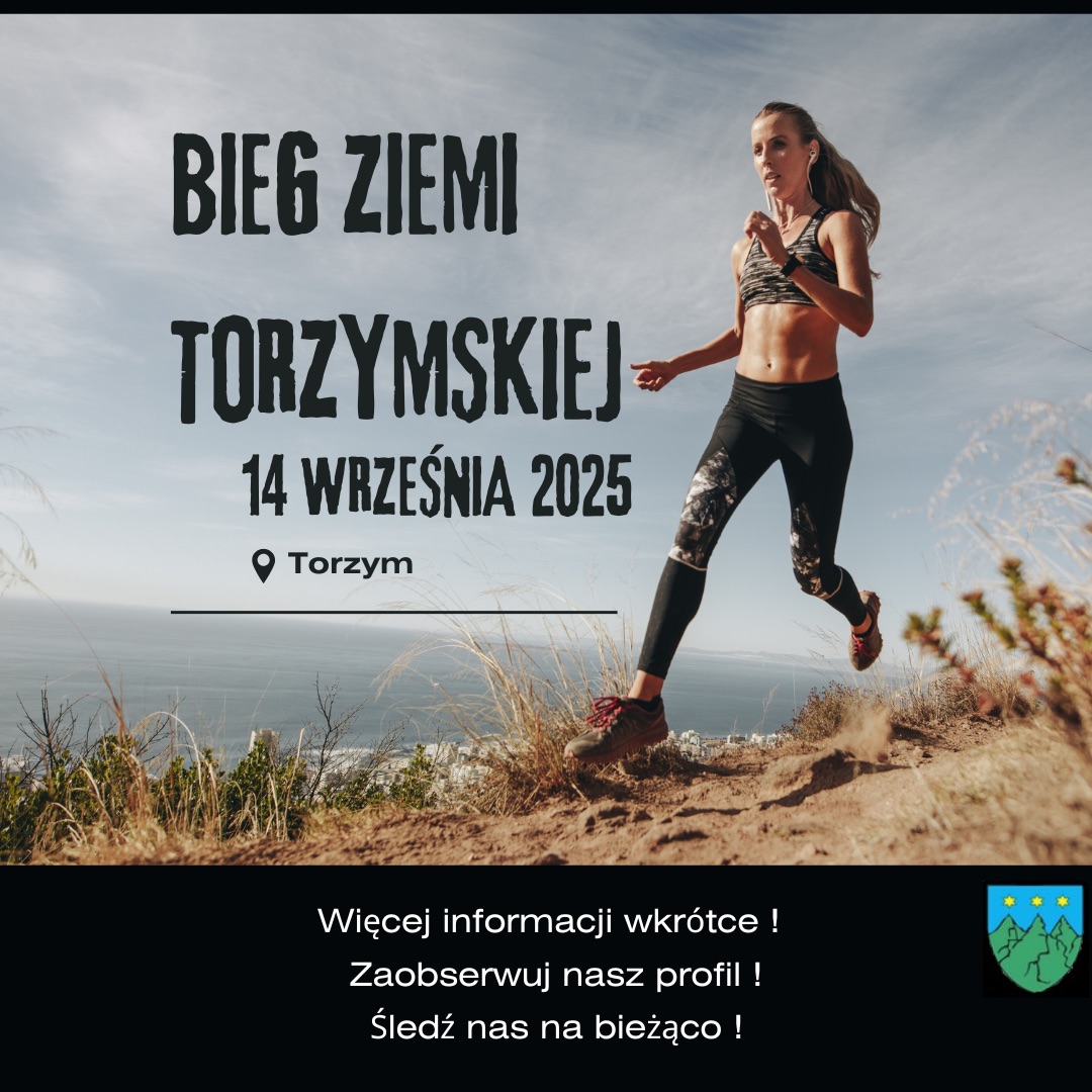 Plakat zapraszający na&nbsp;Bieg Ziemi Torzymskiej 14 września 2025
