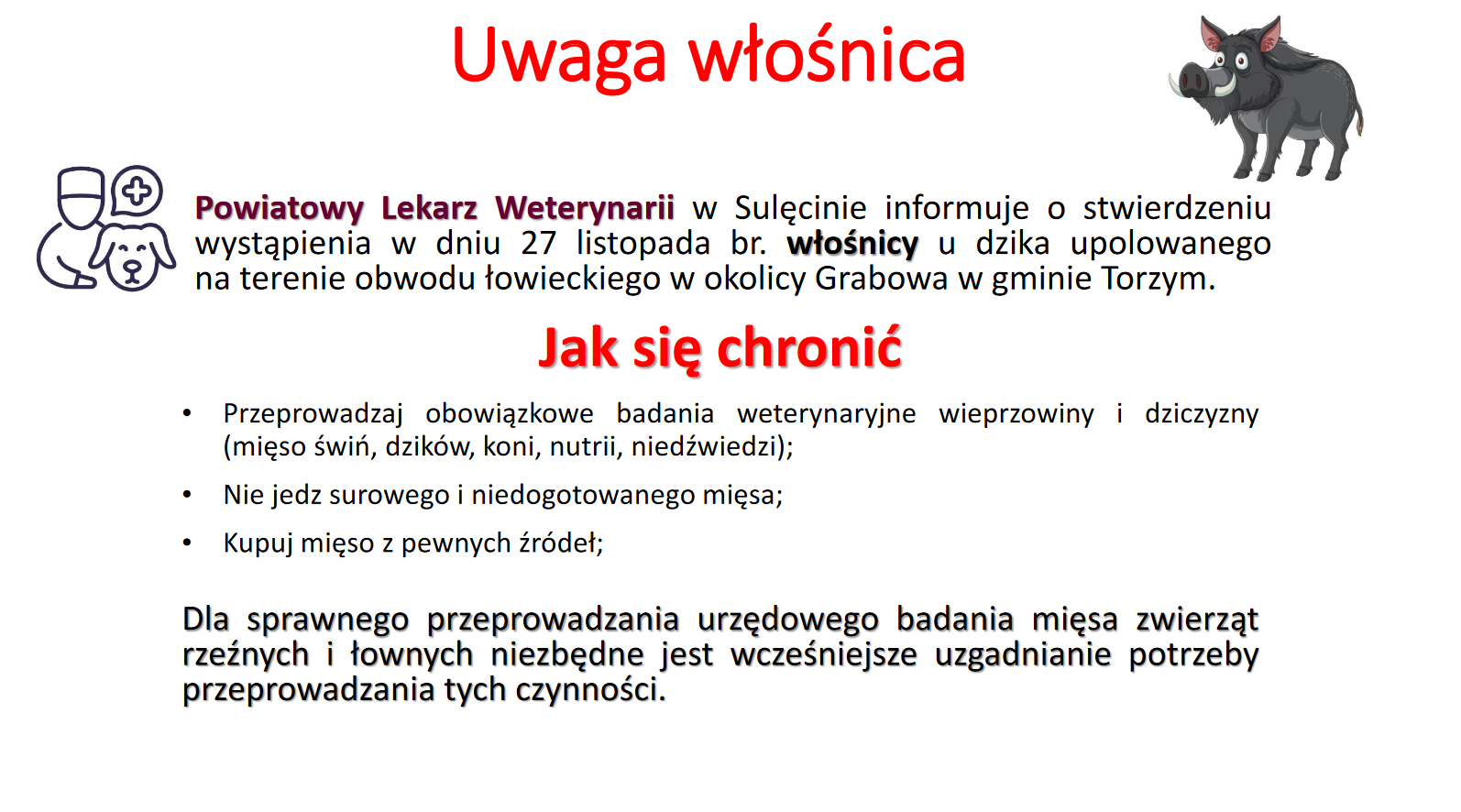 Ostrzeżenie o&nbsp;włośnicy