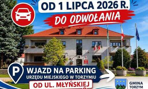 Wjazd na parking Urzędu Miejskiego tylko od ul Młyńskiej