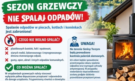Plakat: Zaczyna się sezon grzewczy - nie spalaj odpadów